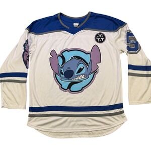 Disney Stitch Hockey Jersey Experiment 626 White Blue 02 XL Mens Graphic